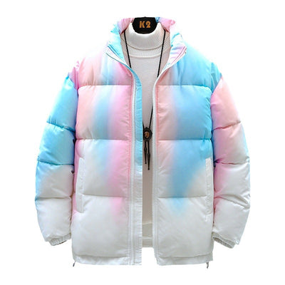 Abrigo de Pareja Degradado con Cuello Alto, Cálido y Acolchado para Invierno - Image 5