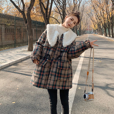 Chaqueta de Cuadros con Forro de Lana Gruesa y Cintura Ajustada - Image 10