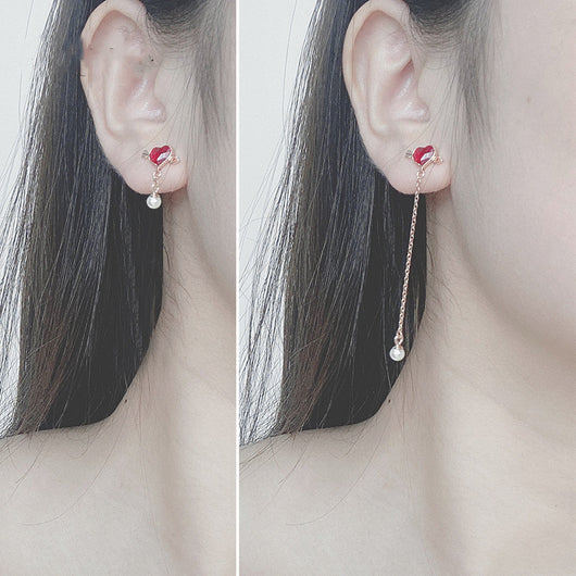 Aretes de Perla Cupido - Diseño de Flecha del Amor para Mujer