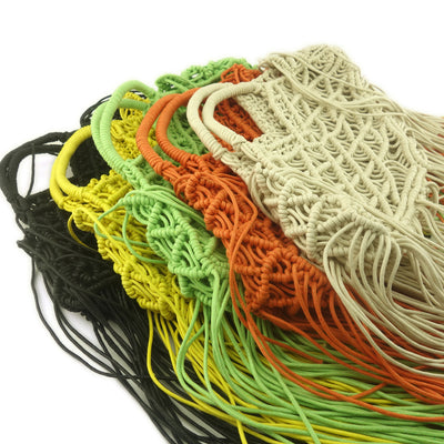 Bolsa Tejida a Mano con Cuerda Encerada y Borlas para Mujer - Image 2