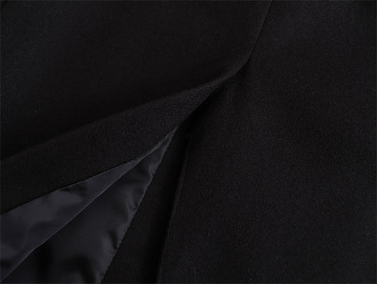 Abrigo de Lana Doble Botonadura Cuello V para Mujer - Negro - Image 17