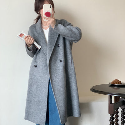 Abrigo de Lana Reversible Doble Cara Camello - Diseño Minimalista Versátil