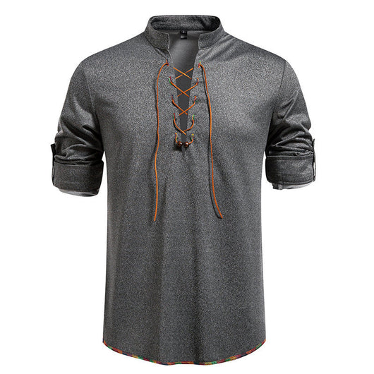 Camiseta Manga Larga con Cuello Alzado y Cordones para Hombre - Image 12