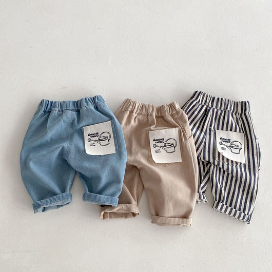 Pantalones Casuales para Niño con Estampado de Rayas Estilo Japonés