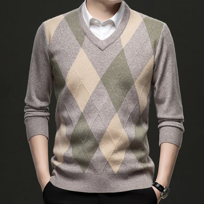Suéter Casual de Cuello en V para Hombre - Tejido Premium