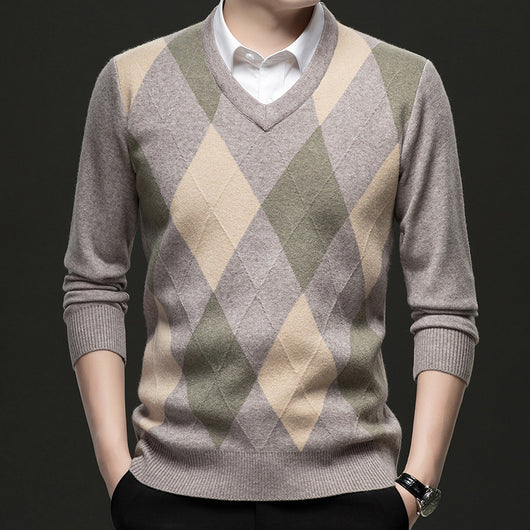 Suéter Casual de Cuello en V para Hombre - Tejido Premium