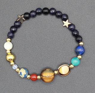 Pulsera de Cuentas de Piedra Natural Sistema Solar Ocho Planetas Galaxia Universo Estrella Guardiana - Image 4