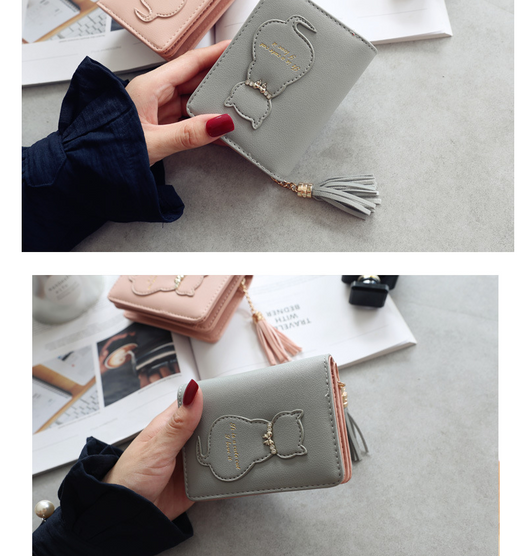 Billetera Compacta para Mujer con Diseño de Gato y Cierre de Hebilla - Image 7