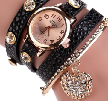 Reloj Pulsera con Colgante de Diamante Textura Lichi y Correa PU - Image 3