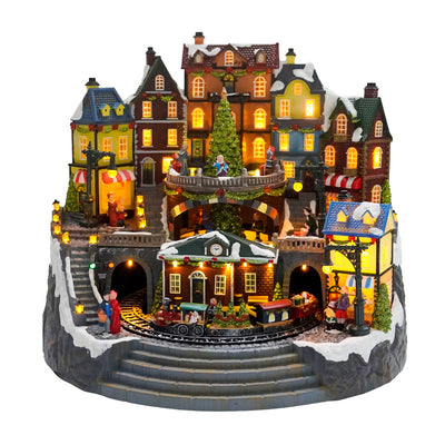 Casa Navideña Luminosa con Tren Giratorio y Música LED - Image 5