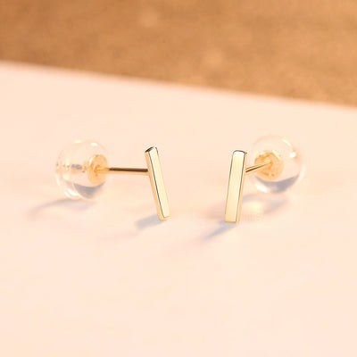 Aretes T Minimalistas en Oro 14K - Image 4