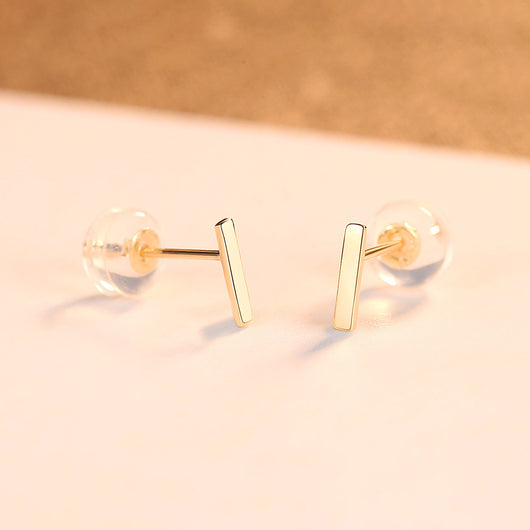 Aretes T Minimalistas en Oro 14K - Image 4