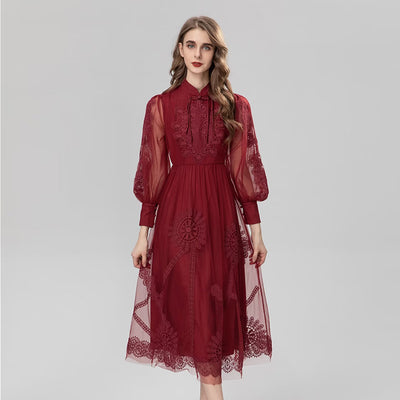 Vestido Niña Burdeos con Cintura Elegante - Image 4