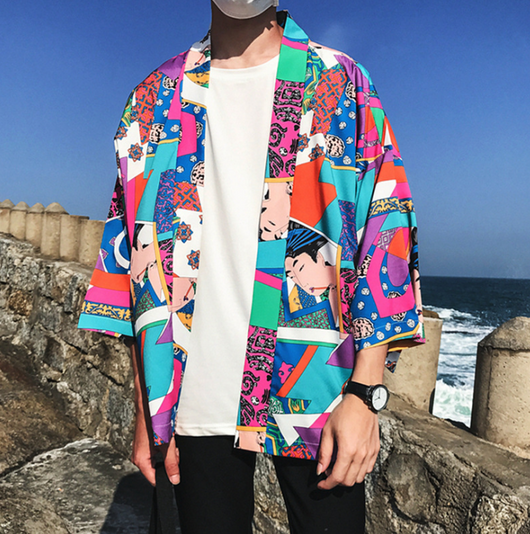 Chaqueta Kimono Estilo Japonés - Cardigan Holgado Streetwear Hip Hop para Hombre