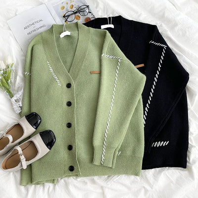 Cardigan Suéter Patchwork Oversize para Otoño e Invierno - Image 10