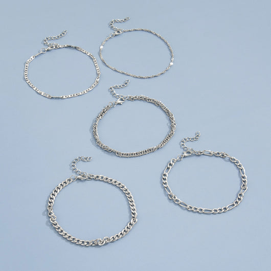 Set de 5 Tobilleras Cadena Serpiente Retro Metal Elegante - Image 14