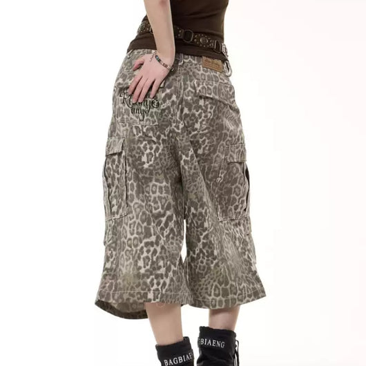 Shorts de Trabajo Estampado Leopardo Mujer - Verano Suelto y Estilizador - Image 11