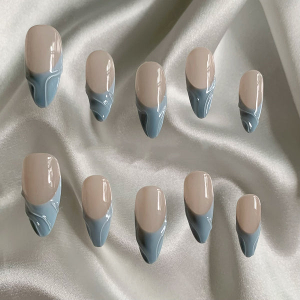 Parches de Uñas Artesanales Azul Marino