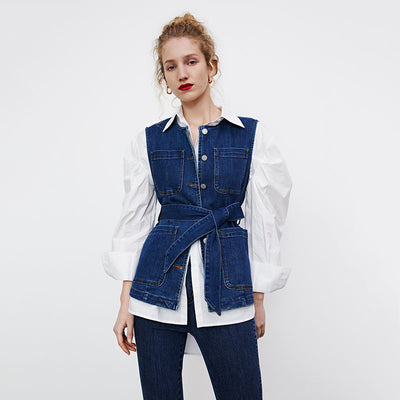 Chaleco Vaquero para Mujer con Cinturón Exterior - Image 7