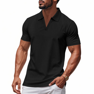 Polo Deportivo Hombre Cuello V Tejido Waffle Manga Corta Suelta - Image 23
