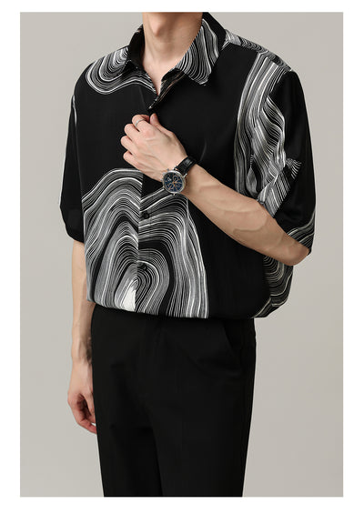 Camisa Casual Hombre Manga Corta Contraste Retro Suelta - Image 13