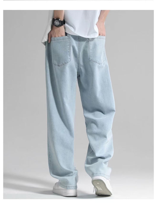 Pantalón Jeans Hombre Corte Recto Ancho Suelto con Caída - Image 13