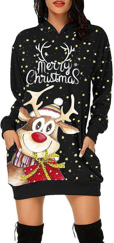 Vestido Sudadera Navideño con Capucha para Mujer - Manga Larga Otoño - Image 5