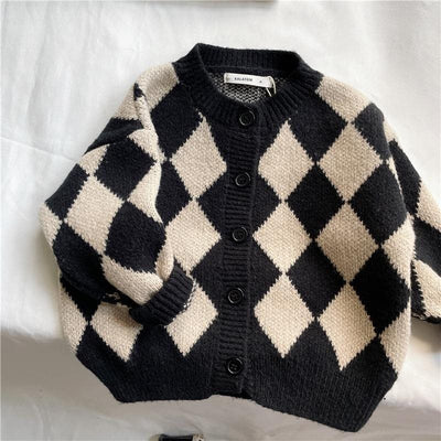 Suéter Infantil Estilo Coreano con Patrón Rombo Holgado - Image 12
