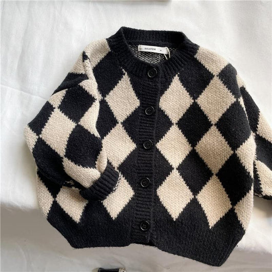 Suéter Infantil Estilo Coreano con Patrón Rombo Holgado - Image 12