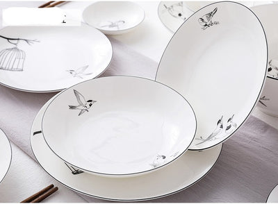 Plato Hondo de Porcelana Bone China Estilo Europeo Creativo - Image 29
