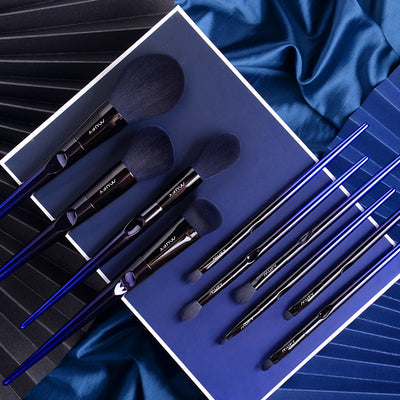 Set de 10 Brochas de Maquillaje Azul Premium - Image 3