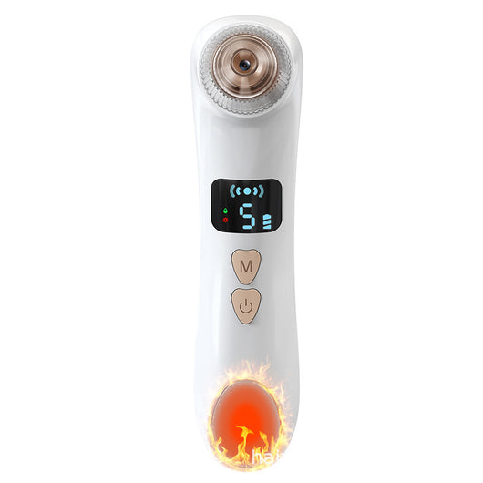 White blackhead vacuum remover with rose gold accents, clear suction head, and control buttons for strong, normal, and soothe modes. - Image 10