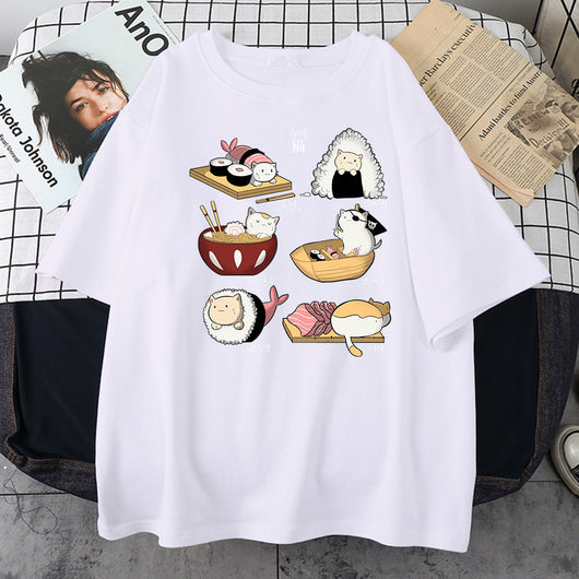 Playera Gato Sushi Estilo Cartoon para Hombre - Image 6