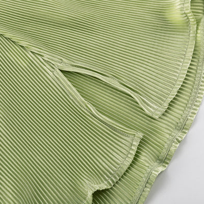 Conjunto Casual: Blusa Verde Manga Corta + Pantalón Plisado Talle Alto - Image 32