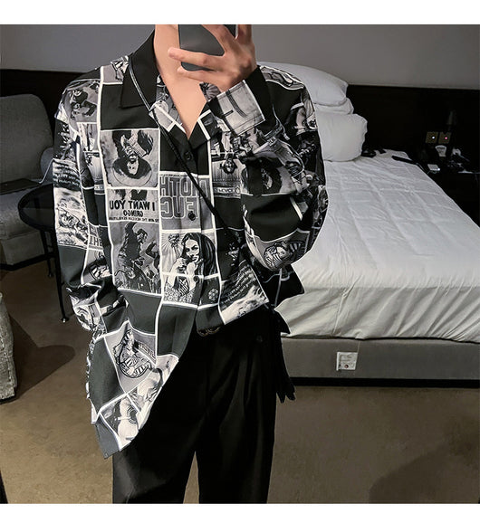 Camisa Manga Larga Estampado Cómics Flores Retro - Image 6