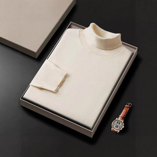 Suéter Cuello Alto Liso Grueso Holgado para Hombre - Image 4