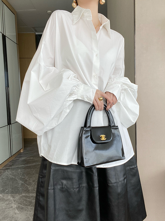 Blusa de Algodón Puro Blanca con Mangas Farol - Diseño Minimalista Versátil - Image 26