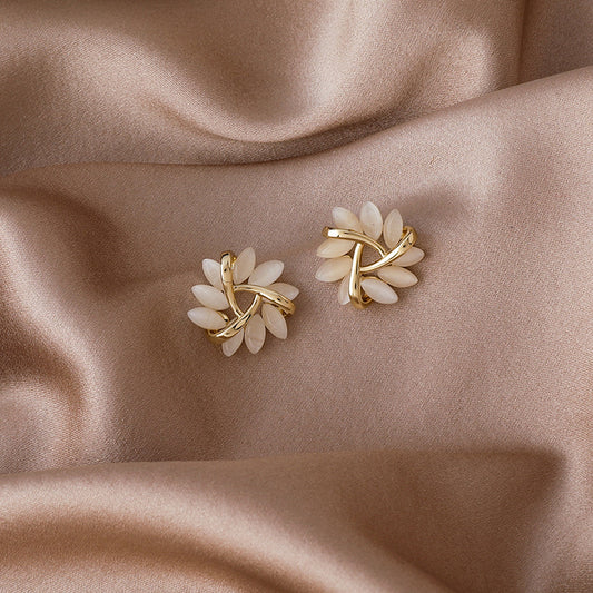 Aretes de Plata S925 Triángulo Geométrico con Ópalo para Mujer