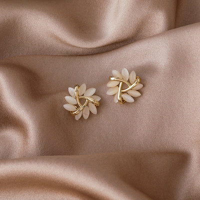 Aretes de Plata S925 Triángulo Geométrico con Ópalo para Mujer