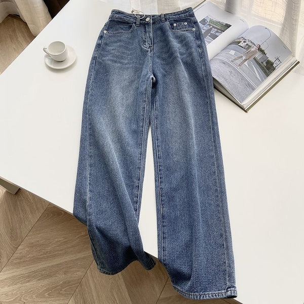 Jeans Rectos Azul Retro para Mujer