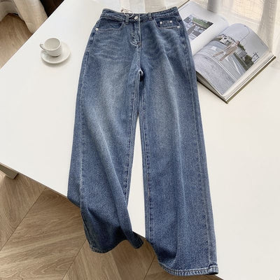 Jeans Rectos Azul Retro para Mujer