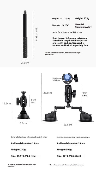 Soporte Panorámico con Ventosa para Cámara y Raqueta en Techo de Auto - Image 9