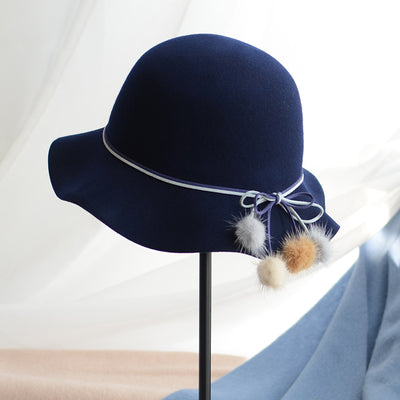 Gorro Lana Pescador Coreano con Pomón de Piel - Sombrero Cuenca Elegante para Mujer - Image 3