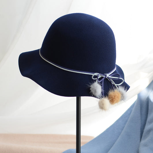 Gorro Lana Pescador Coreano con Pomón de Piel - Sombrero Cuenca Elegante para Mujer - Image 3