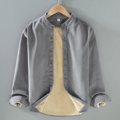 Chaqueta de Corduroy Grueso Forrada en Franela con Cuello Alto