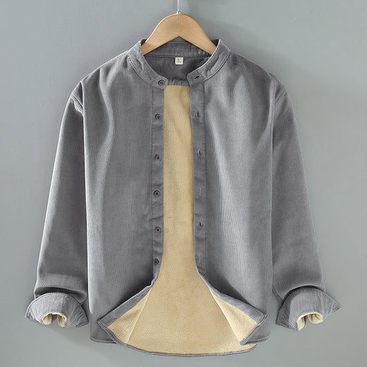 Chaqueta de Corduroy Grueso Forrada en Franela con Cuello Alto