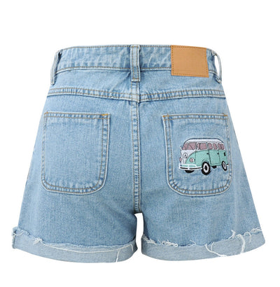 Shorts de Mezclilla Talle Alto con Efecto Desgastado - Image 3
