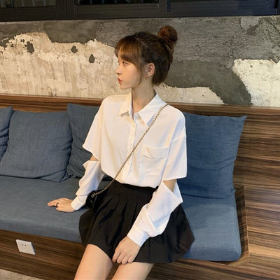 Blusa Blanca Suelta con Detalle Calado para Mujer - Image 7