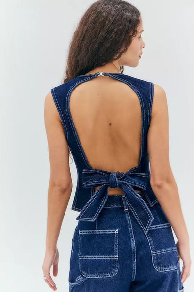 Chaleco Denim Casual sin Mangas Cintura Alta - Image 11