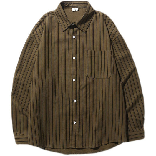 Camisa Vintage a Rayas de Manga Larga para Hombre - Image 5